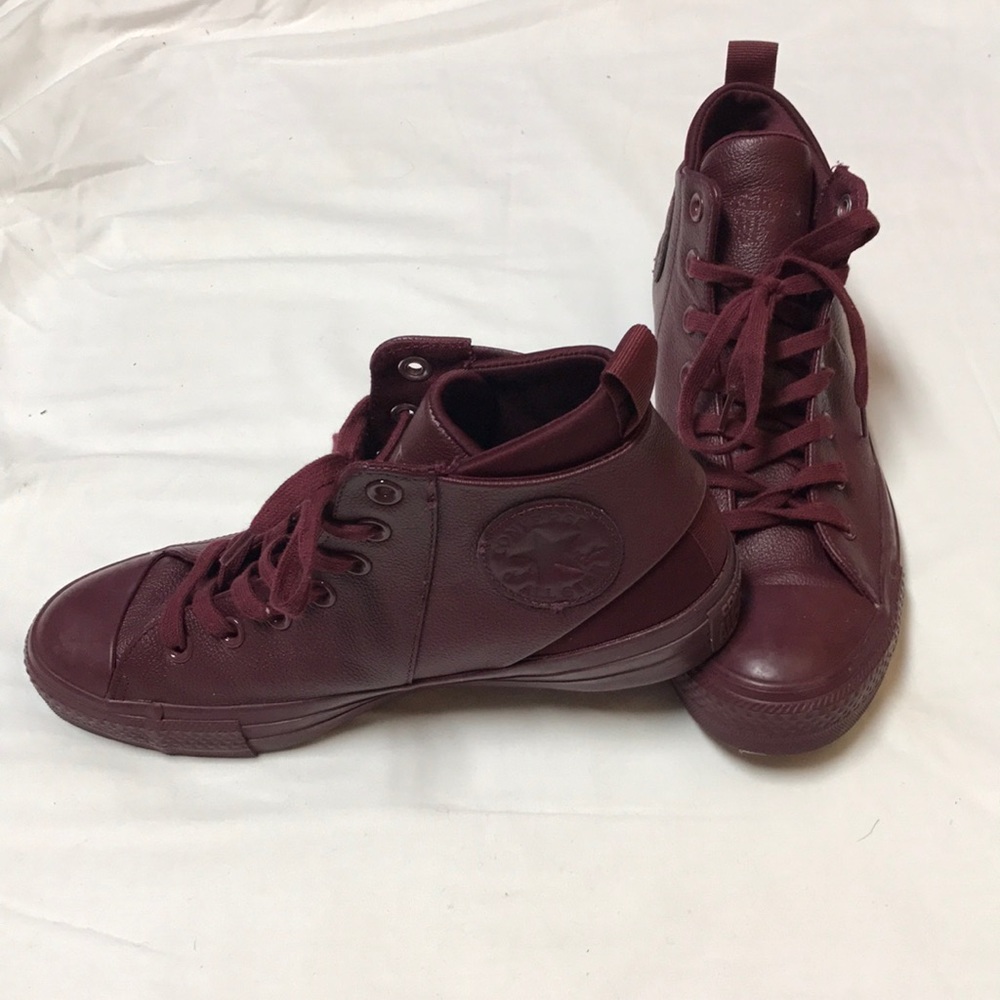 Rare Red Leather Converse High Tops